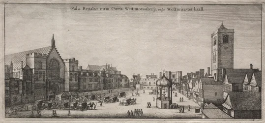 Näkymät Lontooseen: New Palace Yard ja Westminster Hall ja Clock House