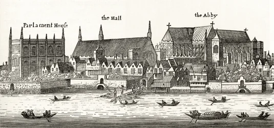 Westminster vuonna 1647, pastori Richard Lovettin teoksesta "London Pictures: Drawn with Pen and Pencil", julkaistu 1890