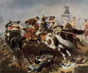 Ratsuväen taistelu Rossbachissa 5. marraskuuta 1757 (tehostettu värilitra)