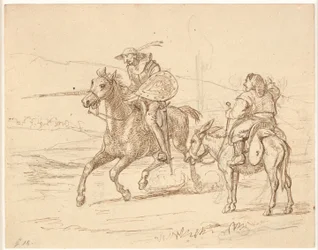 Sanchon katsellessa Don Quijote hyökkää