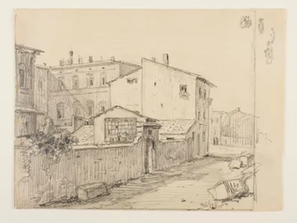 Vicolo delle Colonette di Barberini ja Thorvaldsenin pienet ateljeet Palazzo Barberinin edustalla