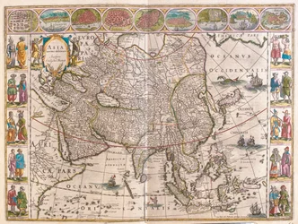 Aasia, teoksessa "Theatrum Orbis Terrarum, sive Atlas Novus", Willem Blaeu, Amsterdam.