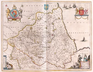 Durhamin piispa Bishoprike, teoksessa "Theatrum Orbis Terrarum, sive Atlas Novus", kirjoittanut Willem Blaeu, Amsterdam.