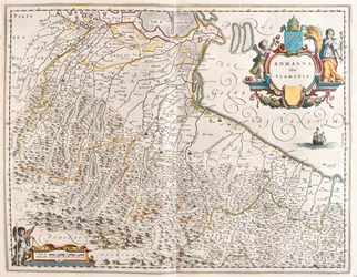 Emilia Romagna, Italia, Amsterdamin Willem Blaeun teoksessa "Theatrum Orbis Terrarum, sive Atlas Novus".