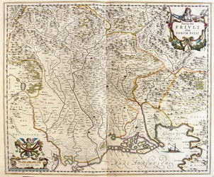 Friuli Venezia Giulia, Italia, Willem Blaeun teoksessa "Theatrum Orbis Terrarum, sive Atlas Novus", Amsterdam.