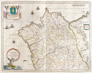 Galicia Espanja, teoksessa "Theatrum Orbis Terrarum, sive Atlas Novus", Willem Blaeu, Amsterdam.