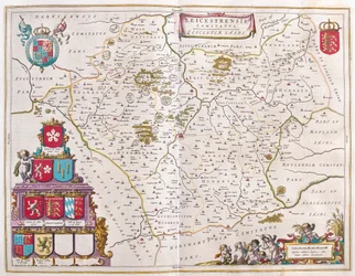 Leichester, teoksessa "Theatrum Orbis Terrarum, sive Atlas Novus", Willem Blaeu, Amsterdam.