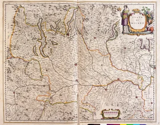 Lombardia, Italia, Willem Blaeun teoksessa "Theatrum Orbis Terrarum, sive Atlas Novus", Amsterdam.
