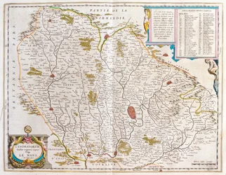 Maine, teoksessa "Theatrum Orbis Terrarum, sive Atlas Novus", Willem Blaeu, Amsterdam.