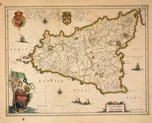 Sisilian kartta, Willem Blaeu, Regionum Italiae, kaiverrus