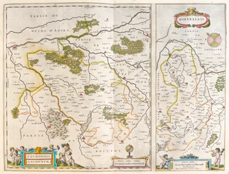 Quercy ja Pyreneet - Mirebeaux, teoksessa "Theatrum Orbis Terrarum, sive Atlas Novus", Willem Blaeu, Amsterdam.