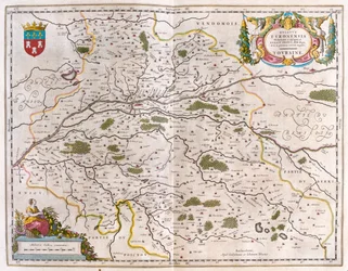 Loire-joen laakso ja kaupunki (Bloise, Amboise) - touraine, teoksessa "Theatrum Orbis Terrarum, sive Atlas Novus", Willem Blaeu, Amsterdam.