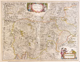 Trento, Italia, Willem Blaeun "Theatrum Orbis Terrarum, sive Atlas Novus" -teoksessa, Amsterdam.