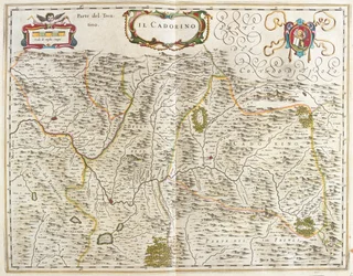 il Cadore (Veneto) Italia, julkaisussa "Theatrum Orbis Terrarum, sive Atlas Novus" (Willem Blaeu, Amsterdam).
