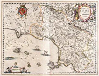 Campanian alue, Italia, Willem Blaeun "Theatrum Orbis Terrarum, sive Atlas Novus", Amsterdam.