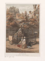 Suihkulähde sokkelossa Amsterdamissa Prinsengracht labyrintti / der Irrgarten / le labyrinthe / labyrintti (otsikko esineessä)