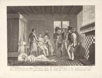 Orangen prinssi haavansa jälkeen kenttäsairaalan hoidossa, 1815