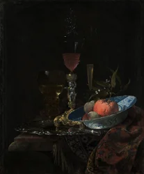 Viinilasi ja kulhollinen hedelmää, 1663