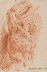 Laocoon. Laokoonin vartalo näkyy alhaalta oikealta.