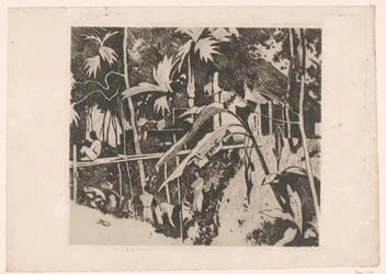 Kasvillisuus ja kapea silta Buitenzorgissa