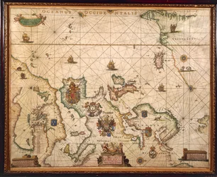 Euroopan rannikko, kartta pergamentilla, kirjoittaneet Willem ja Joan Blaeu