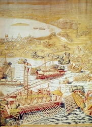 Keisari Kaarle V:n Tunisian valloitus: Goletten kotipaikka vuonna 1535. Yksityiskohta Willem de Pannemakerin kuvakudos (toiminut noin 1535-1554) 1554 Alcazar de Sevilla