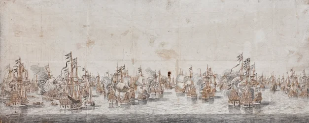 Fehmarnin taistelu, n. 1650 (muste ja pesu paperille)