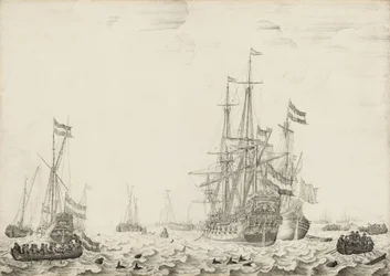 Hollantilaiset laivat lähellä rannikkoa, 1650-luvun alku.