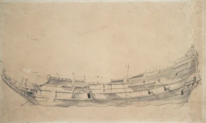 Muotokuva hollantilaisesta fregatista, n.1655 (grafiitti, harmaa tussi)