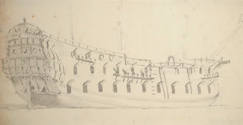 Englantilaisen neljännen luokan jäsenen muotokuva, noin 1685 (grafiitti, harmaa tussi).