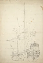 Ijlst-aluksen muotokuva, rakennettu 1653, 30 tykkiä, viimeinen maininta 1666, noin 1665 (offset).