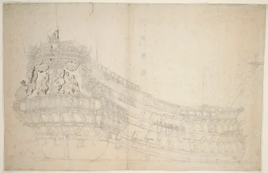 Muotokuva "Hollandia"-aluksesta, noin 1666 (offset, harmaa pesu).
