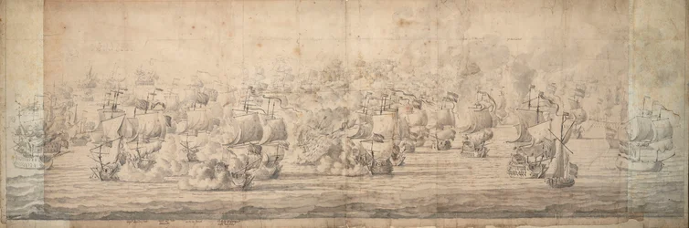 Lowestoftin taistelu, 3.-13. kesäkuuta 1665, noin 1674 (grafiitti, muste).