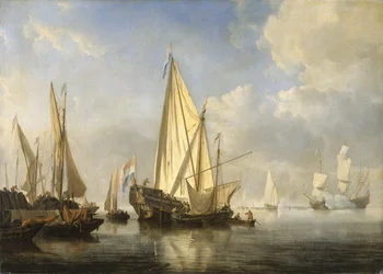 Toimitus rauhassa State Yachtin kanssa laiturin päästä, n. 1680 (öljy kankaalle)