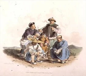 Chinese Gamblers, levy 40 julkaisusta "The Costume of China", pub. kirjoittanut William Miller