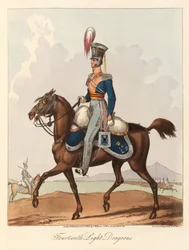 Fourtth Light Dragoons (akvatinta, värillinen)
