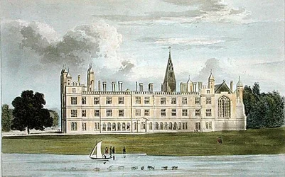 Burghley House, Ackermannin "Repository of Arts", julkaistu n. 1826 (värilitho)