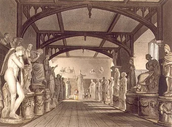 Patsasgalleria, kuvitus "History of Oxfordista", kaivertanut Frederick Christian Lewis (1779-1856) pub. kirjoittanut R. Ackermann