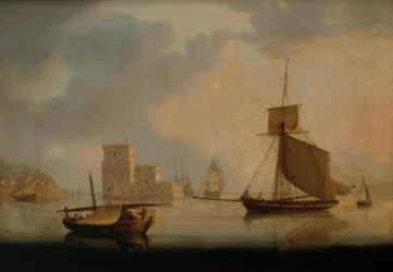 Naval Cutter Belem Towerin luona Tejo-joen suulla