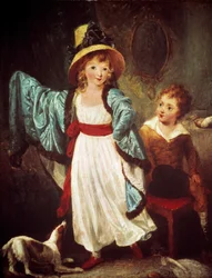 Les enfants deguises William Artaudin (1763-1823) maalaus 1800-luvun su. 0,51x0,41 m Pariisi, Musee Cognacq Jay.