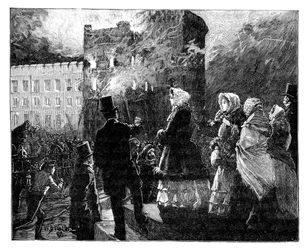 Tulipalo Walesin prinssin tornissa, Windsorin linnassa, noin 1850, 1888