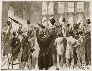 Jingojen tapaaminen Guildhallissa, Lontoossa, 1878, kuvitus 
