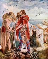 Egfrith tarjoaa Hexhamin piispakunnan Cuthbertille, 678, 1920