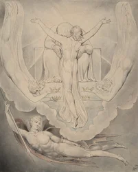 Kuva 3 Miltonin kirjaan "Kadonnut paratiisi": Kristus tarjoaa ihmisen lunastamiseksi, 1807