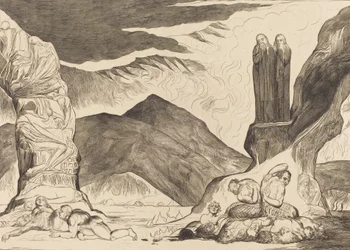 Väärentäjien ympyrä: Dante ja Virgil peittävät nenänsä hajun takia, 1827.
