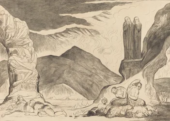El cercle dels falsificadors: Dant i Virgili que es cobreixen el nas a causa de la pudor, 1827. finlandès