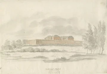 Stafford - Shire Hall: arkkitehdin mustepiirustus (sävytetty), nd [c 1798] (piirustus)