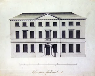 Suunnittelu Enville Halliin Staffordshiressa, n. 1770 (kynä ja muste harmaasinisillä pesuaineilla)