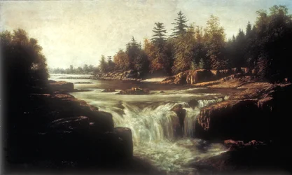 Little Falls of the Passaic River (öljy kankaalle pahvivuorella)