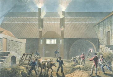 Boiling Housen ulkopuoli, teoksesta "Ten Views in the Island of Antigua", 1823